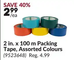 Princess Auto 2 in. x 100 m Packing Tape, Assorted Colours offer