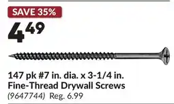 Princess Auto 147 pk #7 in. dia. x 3-1/4 in. Fine-Thread Drywall Screws offer