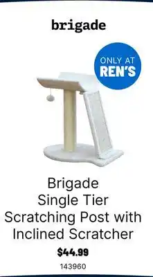Ren’s Pets Depot Brigade Single Tier Scratching Post with Inclined Scratcher offer