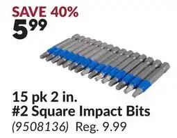 Princess Auto 15 pk 2 in. #2 Square Impact Bits offer