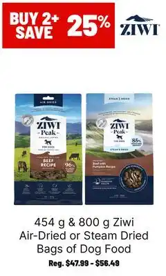 Ren’s Pets Depot Ziwi Air-Dried or Steam Dried Bags of Dog Food offer
