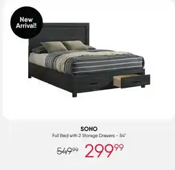 Meubles RD Soho - Full Bed with 2 Storage Drawers (54) - Charcoal offer