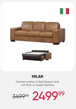 Meubles RD Milan - Genuine Leather Sleeper Sofa Sleeper Sofa with Built-In Queen Mattress offer