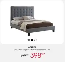 Meubles RD Abitibi - Fabric King Bed with Tufted Headboard - Grey offer