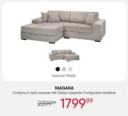 Meubles RD Niagara - Corduroy Velvet Sectional with Left-Side Chaise - Light Grey offer