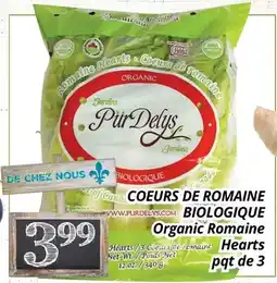 Supermarché PA COEURS DE ROMAINE BIOLOGIQUE | Organic Romaine Hearts offer