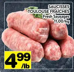 Supermarché PA SAUCISSES TOULOUSE FRAÎCHES | Fresh Sausage offer