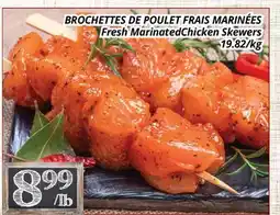 Supermarché PA BROCHETTES DE POULET FRAIS MARINÉES | Fresh Marinated Chicken Skewers offer