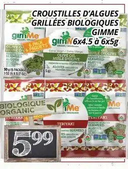 Supermarché PA CROUSTILLES D'ALGUES GRILLÉES BIOLOGIQUES GIMME offer