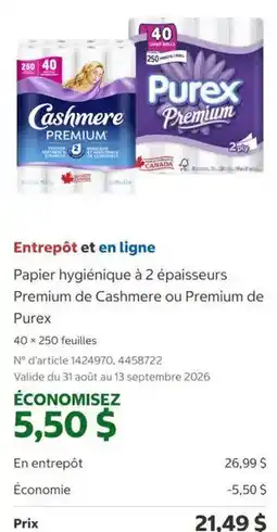 Costco Cashmere Premium paper hygienique à 2 épaisseurs offer