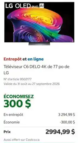 Costco LG téléviseur C6 DELO 4K offer