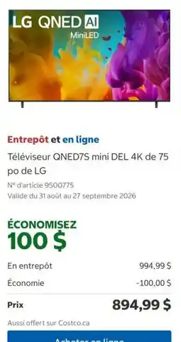 Costco LG QNED7S mini DEL 4K offer