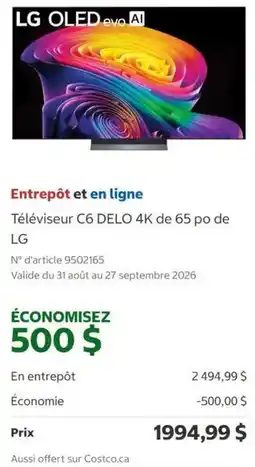 Costco LG téléviseur C6 DELO 4K offer