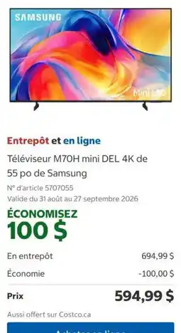 Costco Samsung téléviseur M70H mini DEL 4K offer