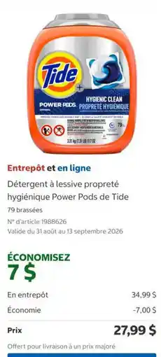 Costco Tide detergent à lessive propreté hygiénique Power Pods offer