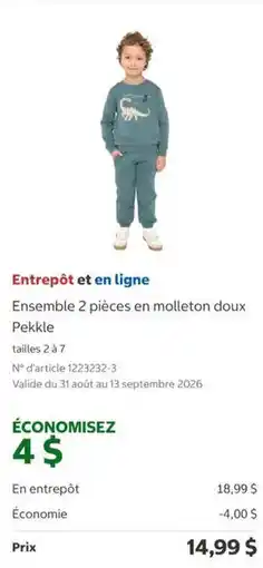 Costco Pekkle ensemble 2 pieces en molleton doux offer