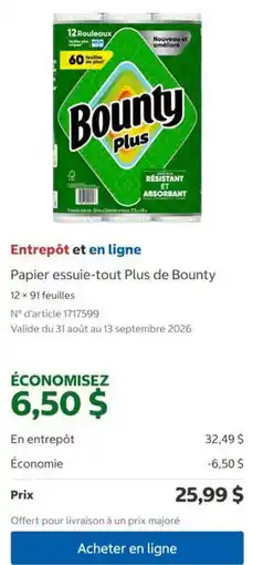 Costco Bounty paper towels Plus offer