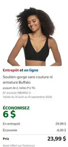 Costco Buffalo soutien-gorge sans couture ni armature offer