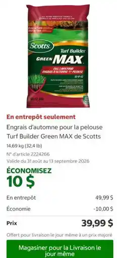 Costco Scotts Turf Builder Green MAX offer