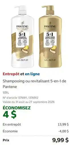 Costco Pantene shampooing ou revitalisant 5-en-1 offer