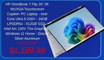 Hp omnibook 7 flip 16" 2k wuxga touchscreen copilot+ pc laptop