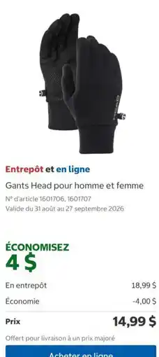 Costco Head gloves for man and woman offer