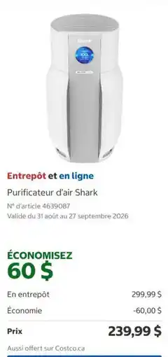 Costco Shark purificateur d'air offer