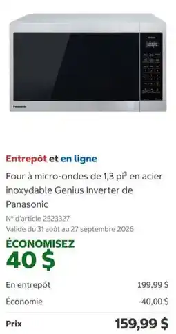 Costco Panasonic microwave oven 1.3 pi3 offer