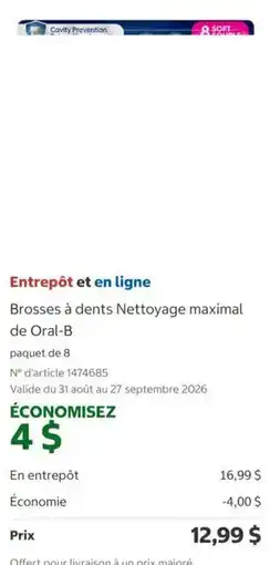Costco Oral-B brosses à dents Nettoyage maximal offer
