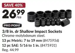 Princess Auto Pro Point 3/8 in. dr Shallow Impact Sockets offer