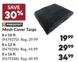 Princess Auto Powerfist mesh-cover tarps offer