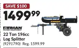 Princess Auto Firman 22 Ton 196cc Log Splitter offer