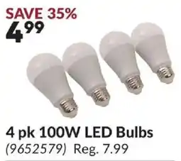 Princess Auto 4 pk 100W LED Bulbs offer