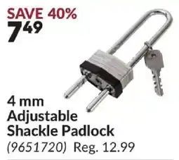 Princess Auto Adjustable Shackle Padlock offer