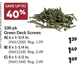 Princess Auto Green Deck Screws offer