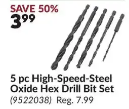 Princess Auto 5 pc High-Speed-Steel Oxide Hex Drill Bit Set offer