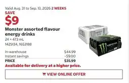 Costco Monster assorted flavour energy drinks offer