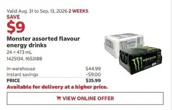 Monster assorted flavour energy drinks