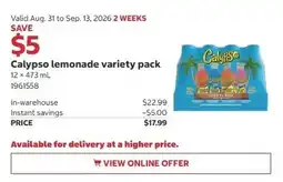 Costco Calypso lemonade variety pack offer