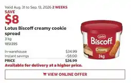 Costco Lotus Biscoff creamy cookie spread offer
