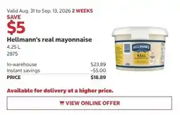 Costco Hellmann's real mayonnaise offer
