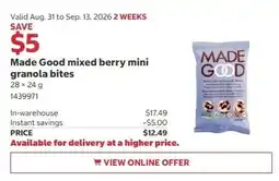 Costco Made Good mixed berry mini granola bites offer