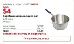 Costco Sagetra aluminum sauce pan offer