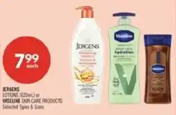 Shoppers Drug Mart Jergens lotions or Vaseline skin care products offer