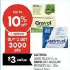 Shoppers Drug Mart Gastrovel liquid cells or gravol anti-nauseant products offer