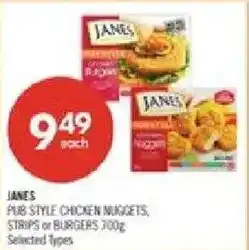 Shoppers Drug Mart Janes pub style chicken nuggets, strips or burgers offer