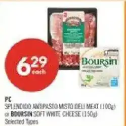 Shoppers Drug Mart PC Splendido Antipasto Misto Deli Meat or Boursin Soft White Cheese offer