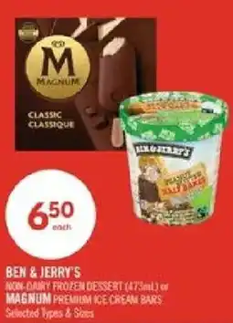 Shoppers Drug Mart Ben & Jerry's non-dairy frozen dessert or Magnum premium ice cream bars offer