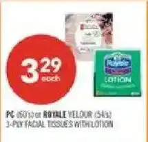 Shoppers Drug Mart PC 3-ply facial tissues with lotion offer