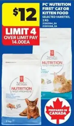 Real Canadian Superstore PC Nutrition first cat or kitten food offer